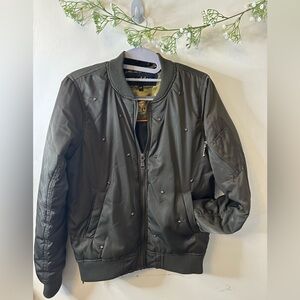 Madden | Olive Star Studded Bomber Jacket